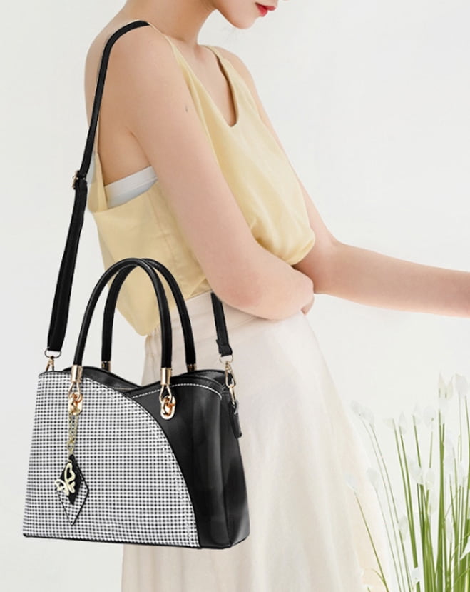 Purses and Handbags for Women's Patchwork Top Handle Satchel Shoulder Bags Fashion Leather Messenger Tote Handbag