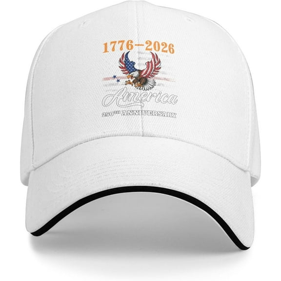 250th Anniversary 1776 2026 USA July 4th Sandwich Baseball Cap Breathable,Adjustable Outdoor Hat,US 250 Years Trucker Hats White