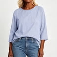 thumbnail image 6 of ThriftyPlait Casual Striped Tops for Women Cotton Crewneck 3/4 Sleeve T-Shirt Loose Slimming Drape Tunic Comfy Layering Everyday Office Knit Tops, 6 of 6