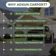 thumbnail image 2 of Aoxun 10x20 FT Heavy-Duty Portable Carport, Outdoor Car Canopy Shelter with Waterproof Tarp & Wind Resistant Design, Galvanized Steel Frame for Vehicle, RV, Boat, Truck Cover (Khaki), 2 of 9