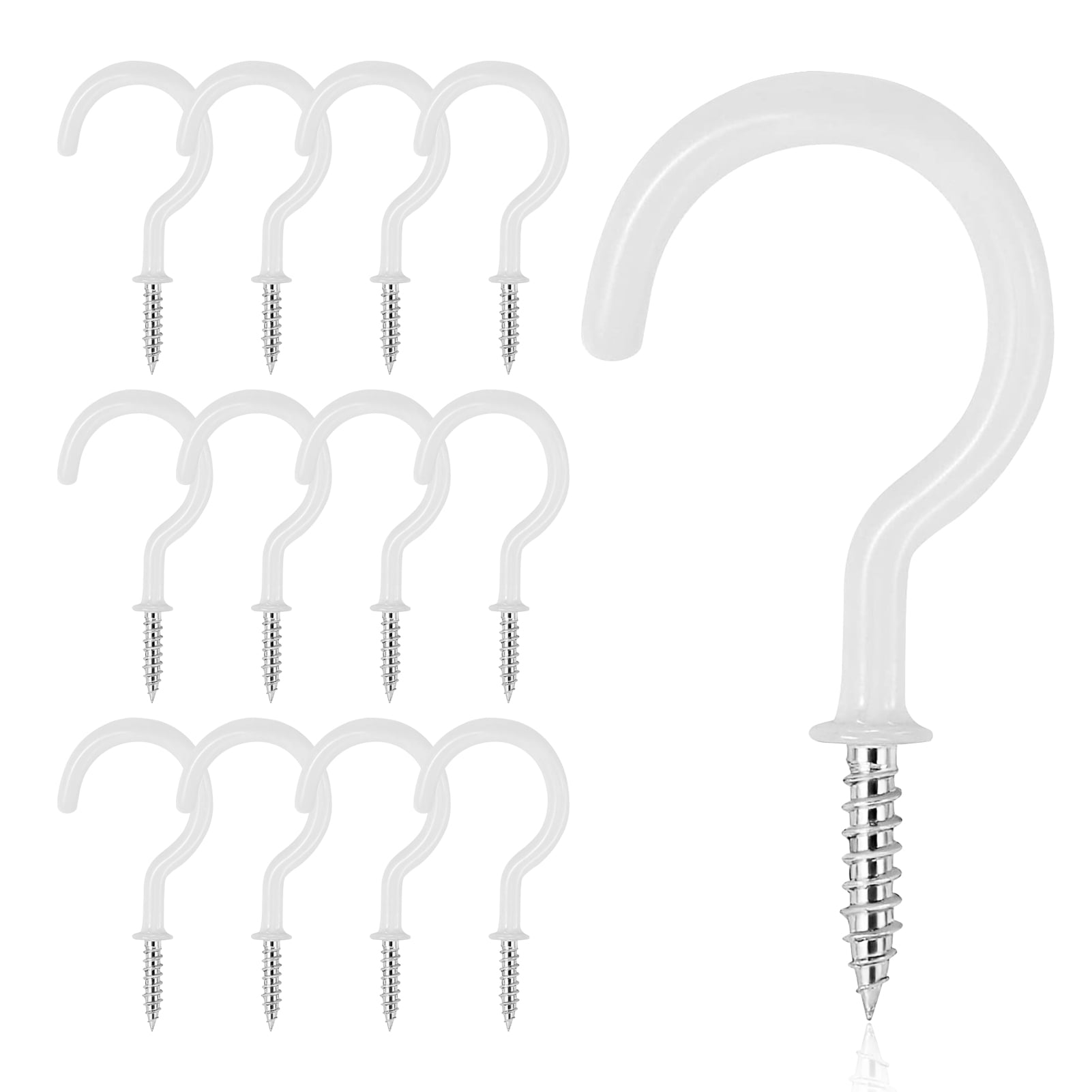 Silver 12PCS Windproof Metal Hooks Screw Loop Dropped Suspended Ceiling Hook Safety Cup Heavy Duty Clips for Outdoor Hanger 1.9 x 1.4 inch Size 