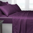 thumbnail image 3 of 5 Piece Sheet has Zippers Sheet Set, California King Size 8 Inch Deep Pocket, 800 TC, Stripe Plum Color., 3 of 9