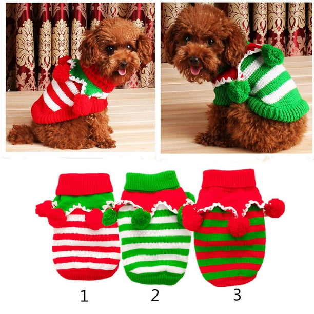 Mascota Ropa de Navidad Suéter de punto para proteger con capucha