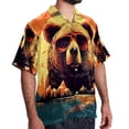 thumbnail image 2 of Vintage Bear Men's Short Sleeve Poplin Shirt, Casual Printed Button Down, Summer Beach Hawaiian Shirts, Unisex, 2 of 6