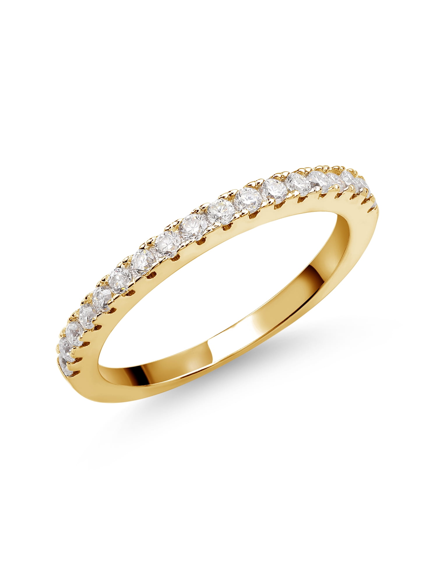Gem Stone King 18K Yellow Gold Plated Silver Eternity Wedding Band Ring
