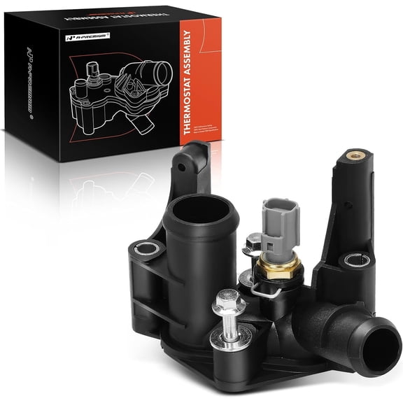 A-Premium Rear Engine Coolant Thermostat Housing Assembly with Sensor & Seal Compatible with Ford Fiesta 2011-2019, 1.6L, Replace# 7M5G8K556AC, 1301772