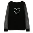 thumbnail image 4 of Xdegoge Going Out Tops for Women Mesh Long Sleeve Sheer Blouse Dressy Heart Graphic Cute Valentines Shirts Crewneck Lace Undershirt Holiday Party Night Outfit, 4 of 9