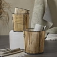 thumbnail image 2 of DecMode 20", 18", 15"H Light Brown Rattan Handmade Slatted Frame Storage Basket with Ring Handles, 3-Pieces, 2 of 7