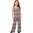 thumbnail image 1 of Zpanxa Ensemble 2 Pcs pour Filles, Haut à Rayures Sans Manches à Col Rond avec Boutons et Pantalon Évasé, Tenue de Détente Décontractée 0-1 An, 1 of 5