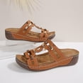 thumbnail image 4 of Sandals For Women Summer Comfortable Casual Fish Mouth Thick-soled Bottom Solid Color Fashion Wedge Summer Style Womens Sandals for Summer, 4 of 9