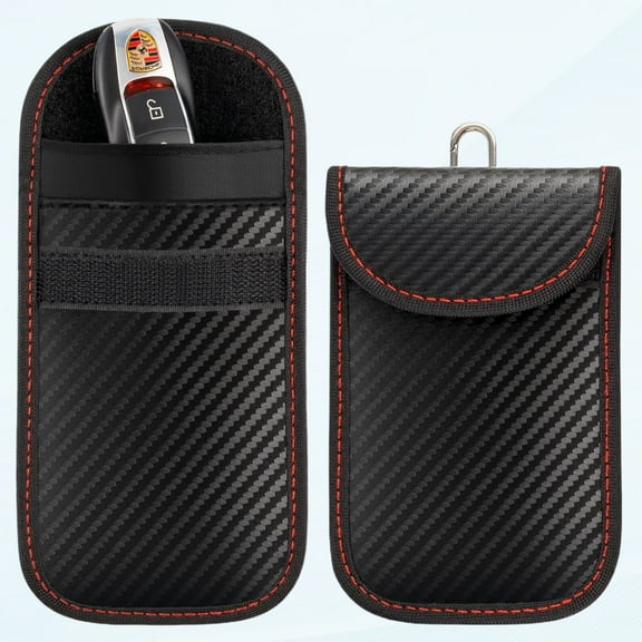 2 Pack Faraday Key Fob Protector, RFID Key Fob Protector Pouch, RFID Anti-Theft Faraday Bag Blocking EMF Cage for Keyless Car Key