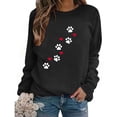 thumbnail image 6 of Feancey Women's Oversized Crewneck Sweatshirt Cute Love Heart Dog Paw Print Pullover Tops Loose Fit Long Sleeve Fleece Lined Sweatshirts Black S, 6 of 9