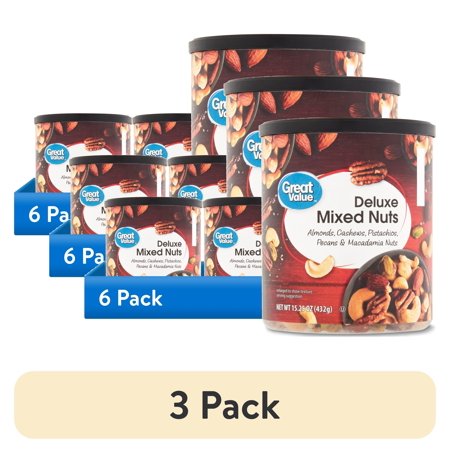 (3 pack) Great Value Deluxe Mixed Nuts, 15.25 oz