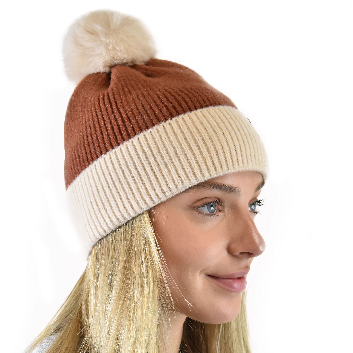 Winter Warm Cuffed Beanie Pom Solid Color Ribbed Knit Hats - Temu Australia