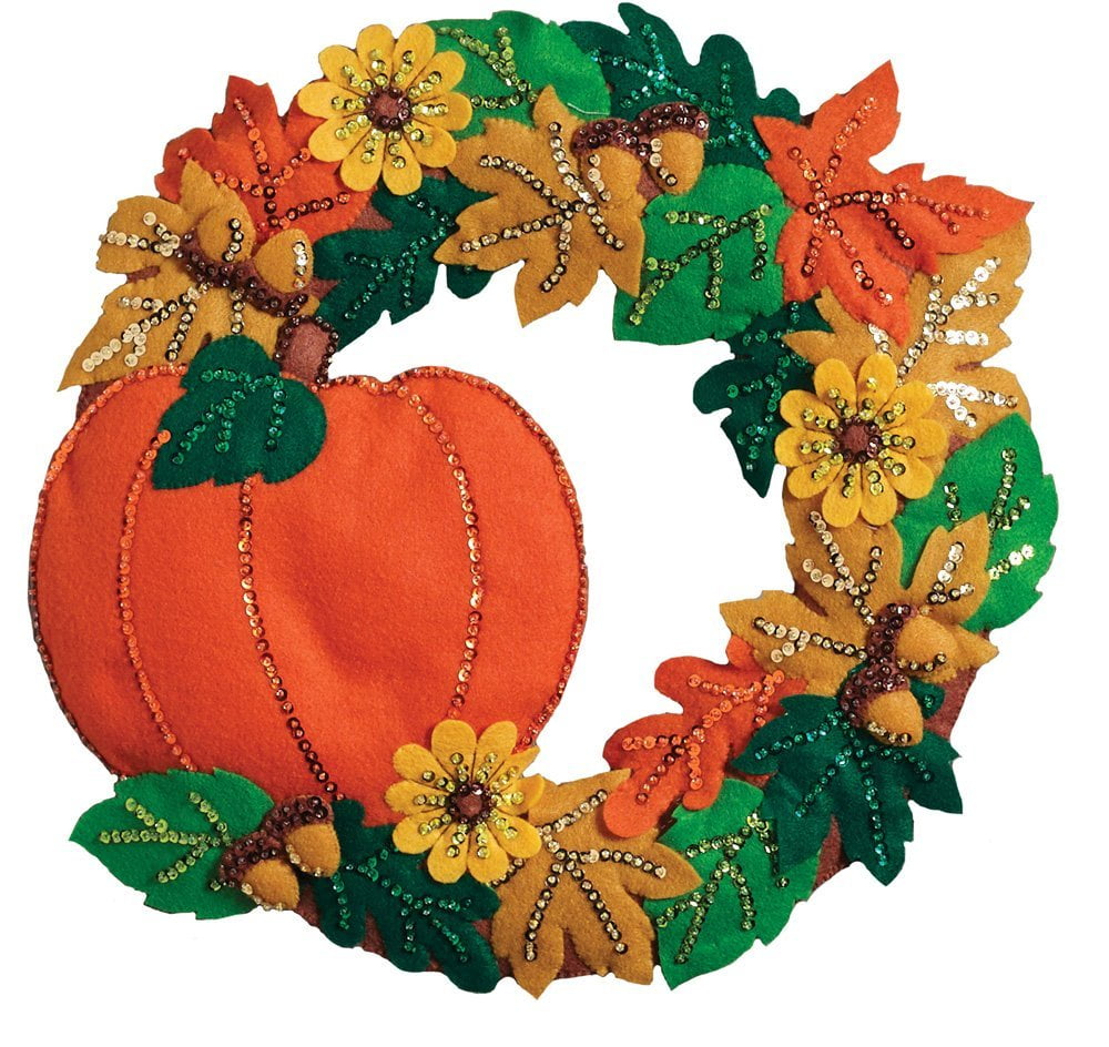 Felt Applique Wall Hanging Kit (16" x 15") 86831 Fall Wreath, Bucilla