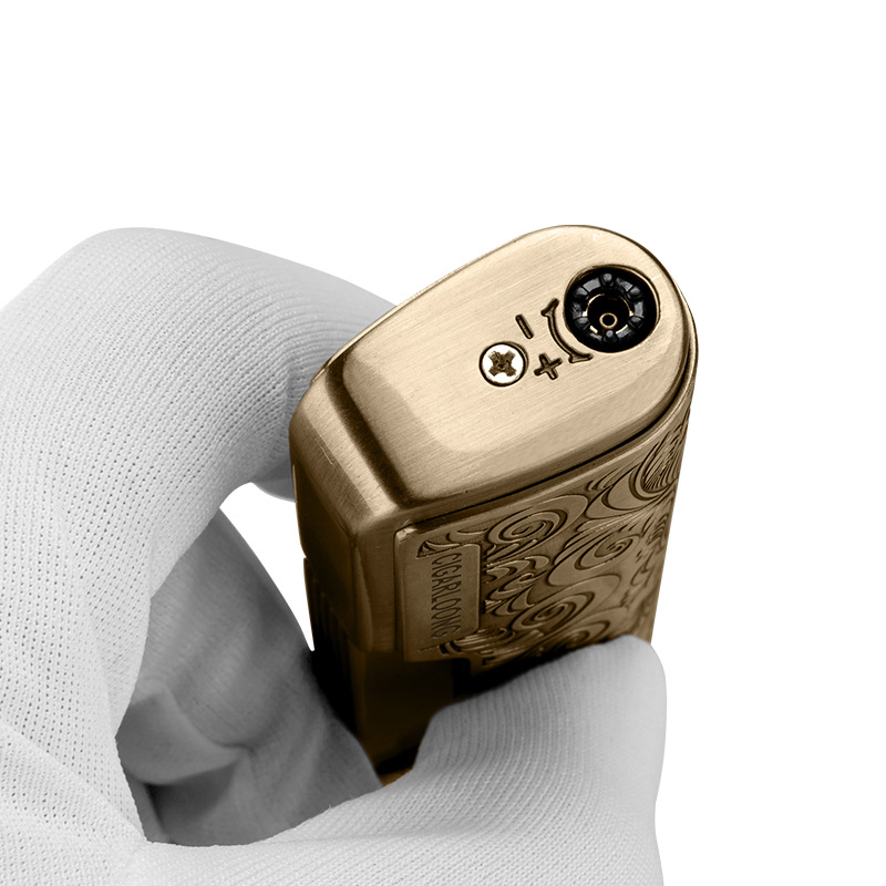 Cigar Lighter Windproof Straight Lighter Art Carved Inflatable Metal Lighter Gift Box Packaging