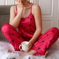 thumbnail image 3 of NTACZA Women Pajama Sets Sleeveless V-Neck Comfy Cami and Long Pants Pjs Outfits Honeymoon Heart Sleepwear Sets Size XL, 3 of 5
