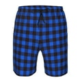 thumbnail image 3 of Goofa Buffalo Plaid Blue Black Printed Mens Swim Trunks Summer Quick Dry Short Beach Swimwear Bathing Suits-Large, 3 of 9