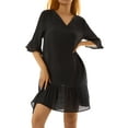 thumbnail image 4 of hirigin Women's Cover-up Dress Short Sleeve V Neck Solid Ruffled Loose Summer Casual Beach Dress, 4 of 9
