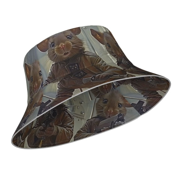 Kdxio Reflective Bucket Hat - Steampunk Space Mice Warriors Print Bucket Hat for Men,Women