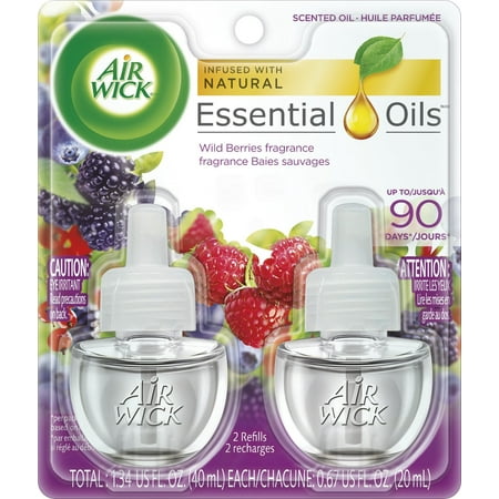 Air Wick plug in Scented Oil 2 Refills, Wild Berries, (2x0.67oz), Air Freshener, Essential