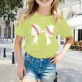 thumbnail image 2 of Toimothcn Toddler Girls Tee Shirts Casual Baseball Bowknot Printed Short Sleeve Crew Neck Soft Loose Fit T Shirt Comfy Girls Dailywear 18-24 Months, 2 of 4