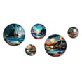thumbnail image 2 of Designart "Contemporary Vector Sunset I" Modern Landscape Beach Metal Wall Art Set of 5 Piece, 2 of 5