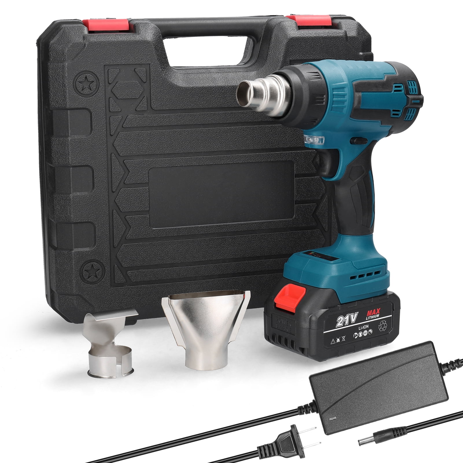Hot Cordless Handheld Hot Air Heating Machine Lithium Rechargeable Heating Equipment HighTemperature Power Tool With 3 Nozzles For Shrink Wrapping Heat Shrink Tube PVC
