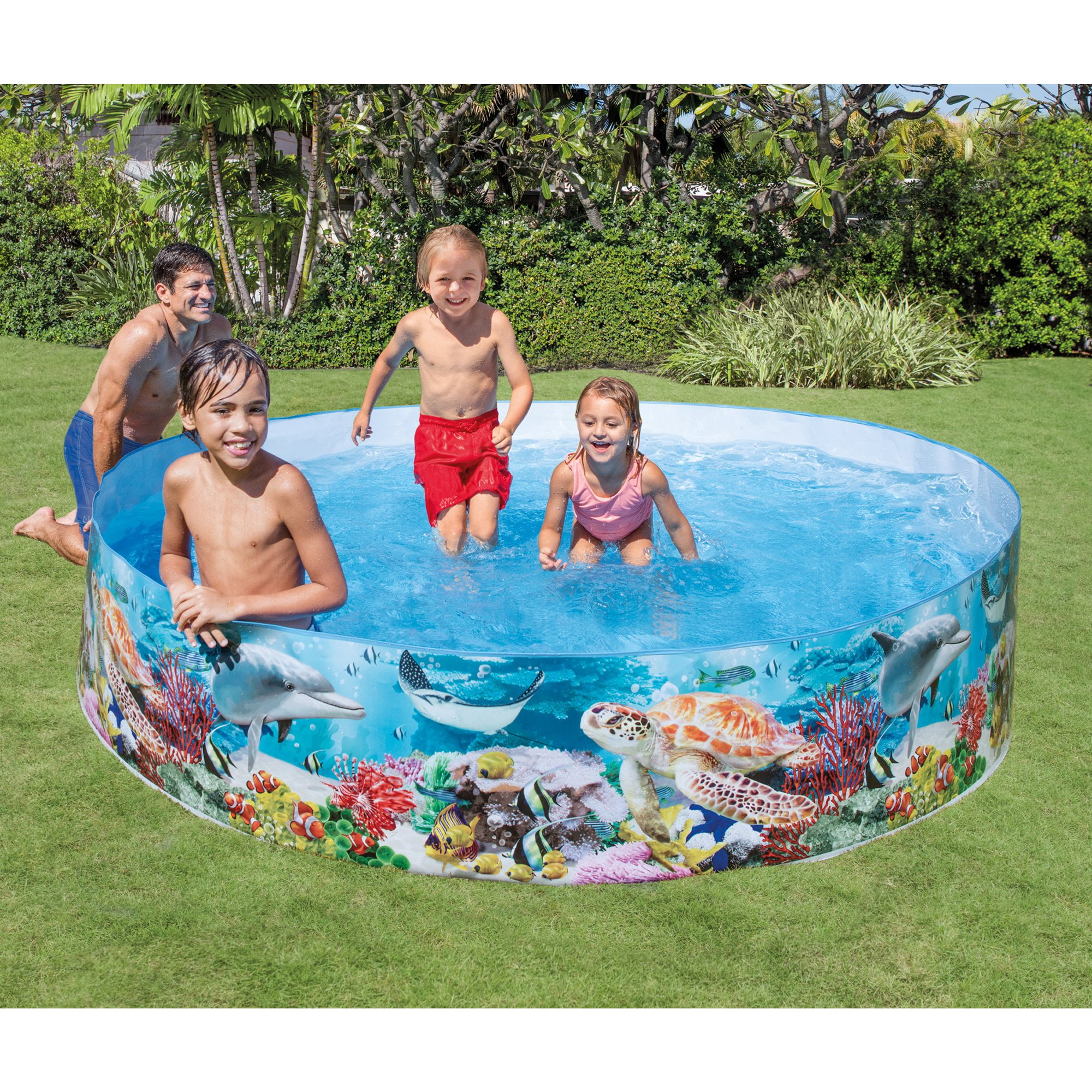 Inflatable Swimming Kiddie Pool w/ Canopy Shade 59" X 54" Poptimism 