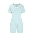 thumbnail image 3 of Kayannuo Womens Blouses Short Sleeve T Shirts for Women Valentine's Day Women's Summer Casual Short Sleeve Rompers Loose Shorts Overalls Jumpsuit With Pockets, 3 of 6