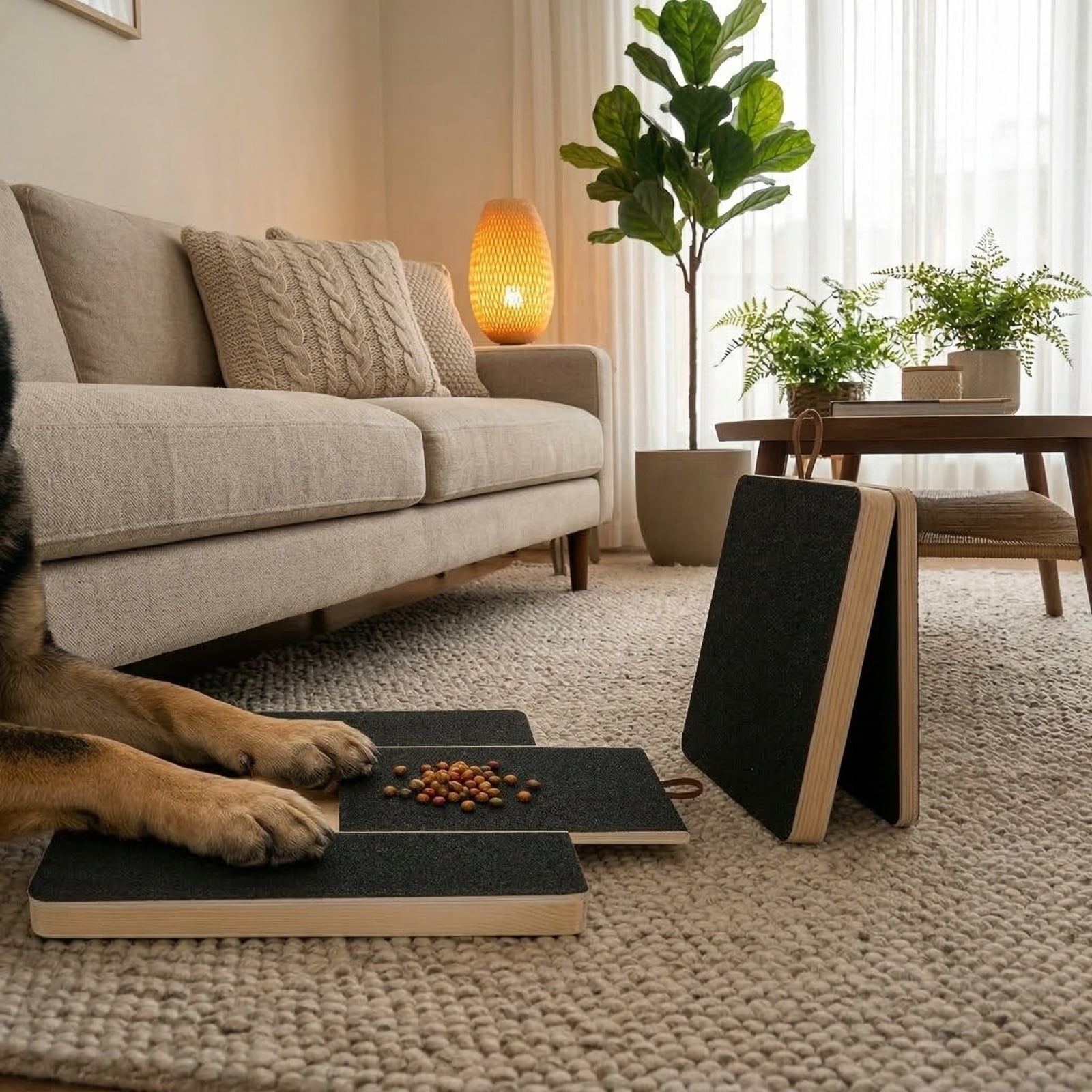 Dog Scratch Board with Treat Box | Calming Nail Trim Pad | Wood Stress Free Dog Nail Scratchs Pad, for Breeds Large and Small Dogs Cats Play Stimulation Boredom