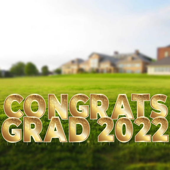 VictoryStore Congrats Grad 2022 Yard Sign Set, Graduation Decorations 16 Piece Set (20047)