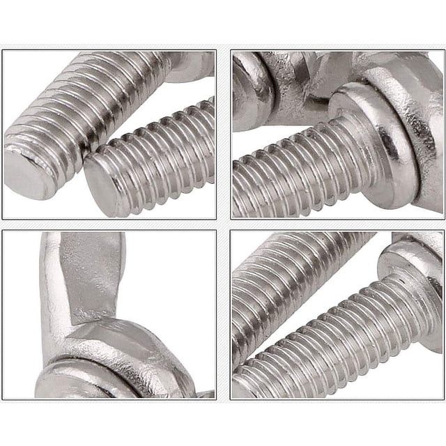 Tornillo de mariposa métrico, tornillo de mariposa roscado de acero inoxidable Tornillo de mariposa, M8 × 20 mm, 2 piezas LingWen 8390611003715