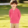 thumbnail image 2 of Toddler Kids Collared Long Sleeve Cotton Polo Shirts Boys Girls Basic Daily Wear School Uniform Shirts 2026,3Y,Hot Pink, 2 of 4