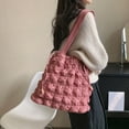 thumbnail image 4 of Bolso de mano con pliegues en la nube para mujer, bolso de mano con cordón, bolso de viaje (rosa), 4 of 5