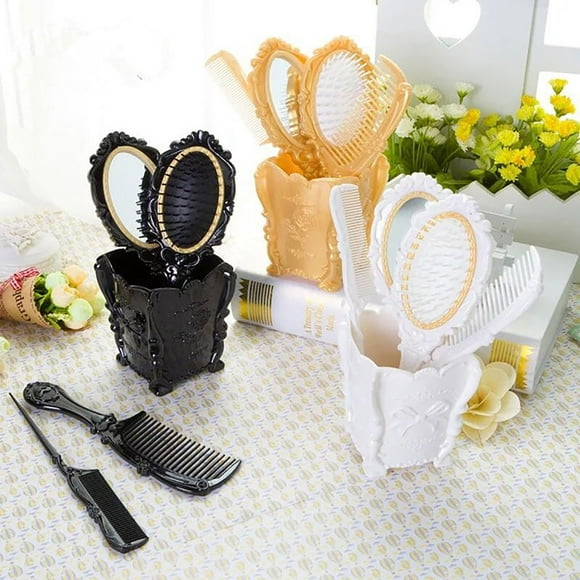onlyliua Promoción de Temporada 5 Peines And Espejos In Tocadors, Kits And Masaje con Billetera de Plástico, Espejo de Plástico, Espejo de Viaje, Cepillo Alisador, Peine de Mano para El Cabello, Cepi