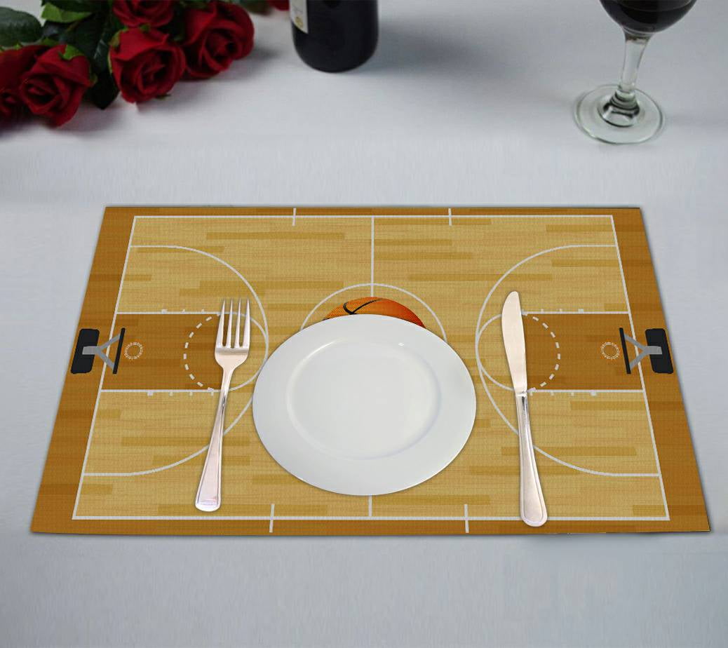 ECZJNT basketball court basketball in the center court Placemat Table