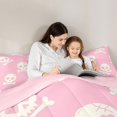 thumbnail image 4 of Manfei Gothic Skull Twin Comforter Sets 2pcs, Happy Halloween Bedding Set, Pink White Cream,Pink Reversible,1 Comforter and 1 Pillowcase, 4 of 6