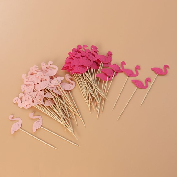 Mobutofu Flamingo Shaped Toppers Paper Material for Kids Party Food Picks 100Set