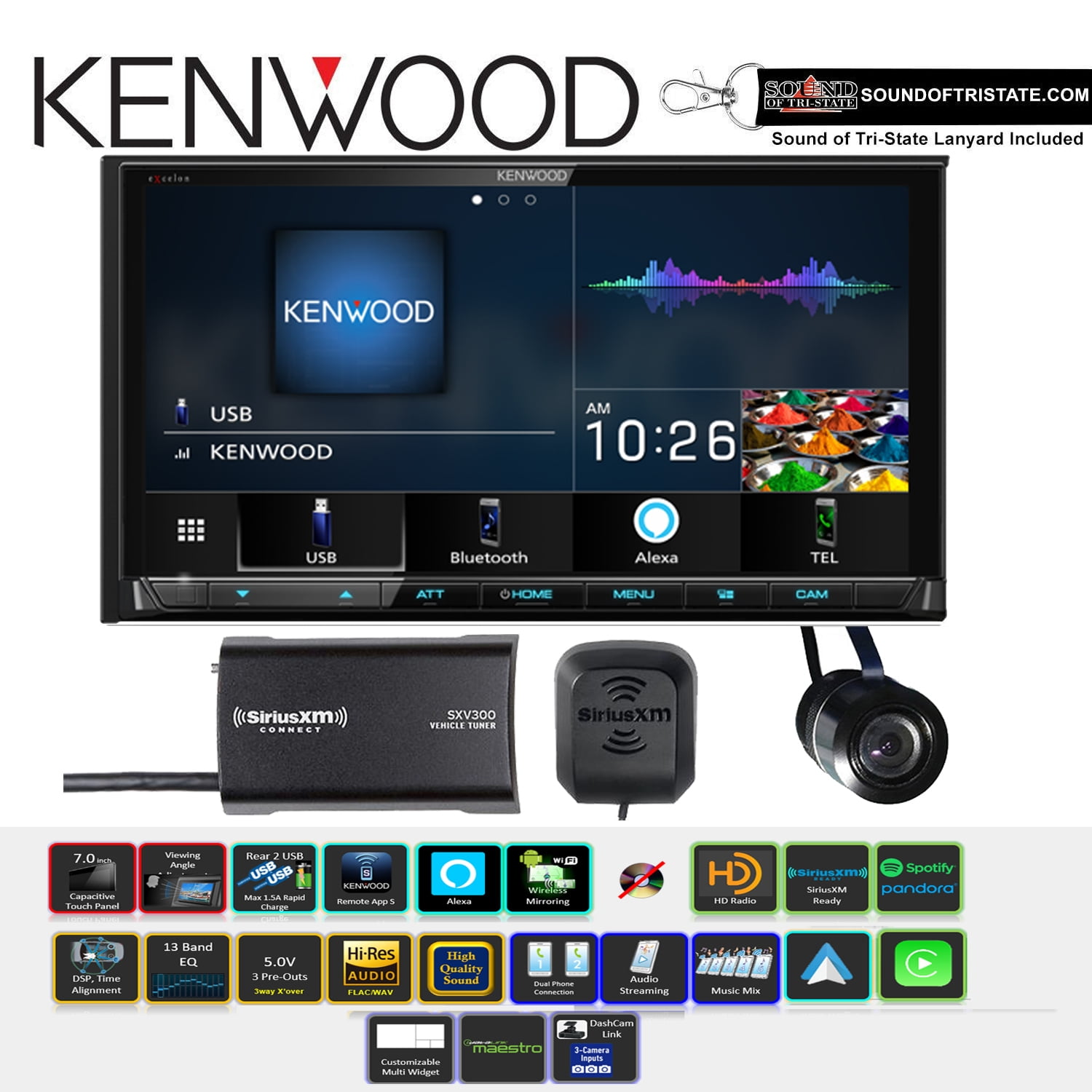 Kenwood DMX906S 6.95" WVGA Receiver w/ Apple CarPlay & Android Auto