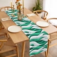 thumbnail image 3 of Green White Moire Table Runner 72 Inches Long Farmhouse Dress Scarves, Modern Abstract Art Dining Tablerunner for Coffee Table/Kitchen Island/Party Décor, 13" x 72", 3 of 8