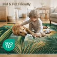 thumbnail image 4 of ODIKA 9'x12' Washable Area Rug Low Pile, Flatwoven, Botanical Monstera Abstract Contemporary Round Forest Sunset for Great Room, Indoor Concept, Large Living, 4 of 7