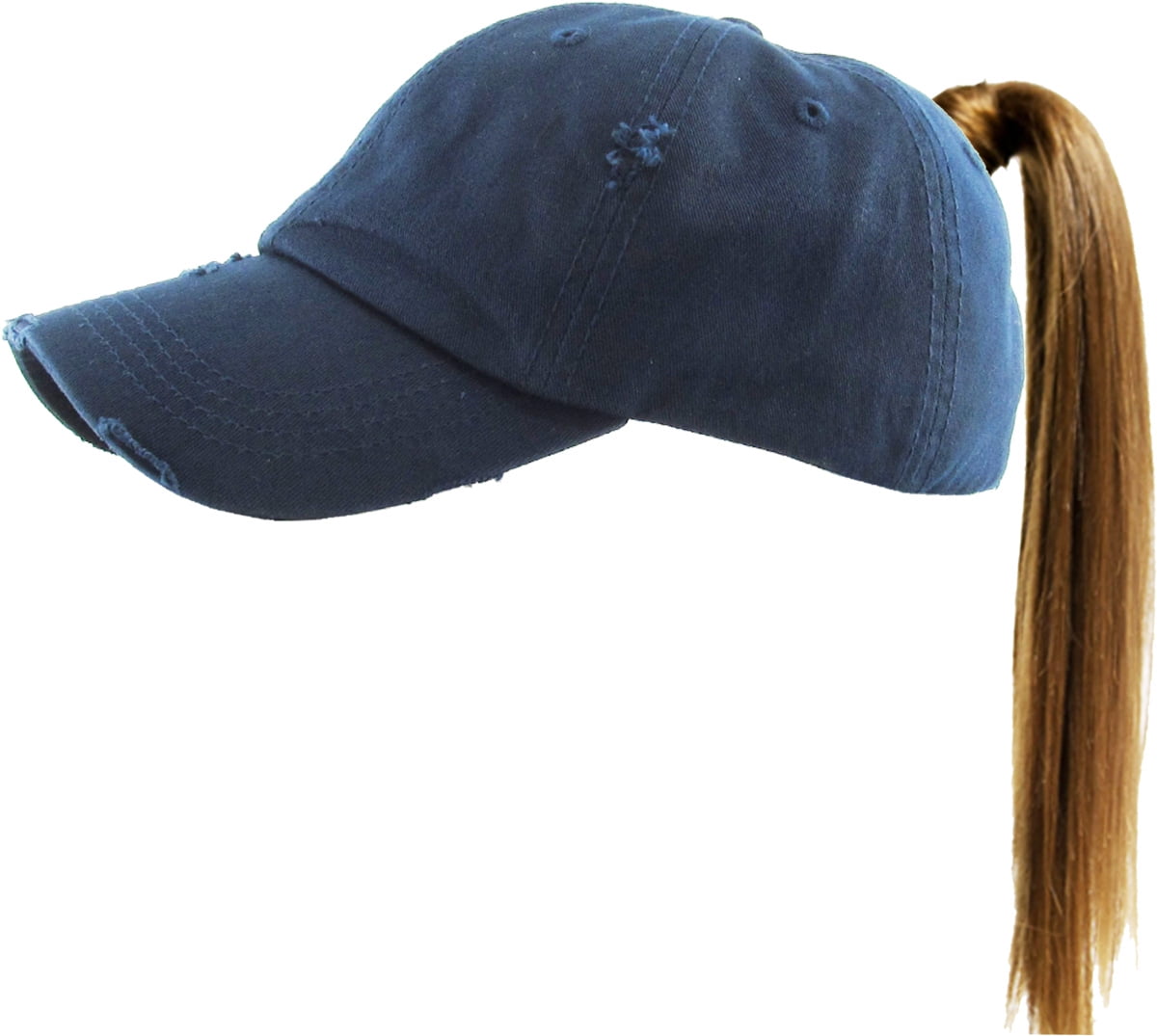 Ponytail Messy High Bun Adjustable Washed Cotton Baseball Cap