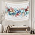 thumbnail image 5 of Blue Starfish Beach Large Tapestry for Bedroom Wall Hanging Tapestry,Summer Coral Conch Coastal Retro Beige Ceiling Backdrop Tapestries Poster Blanket Wall Decor for Teens Room Living Room 86" x 104", 5 of 8