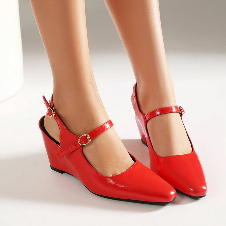 red dress sandals low heel Low Heel Dress Sandals In Black, White & More-Dream Pairs