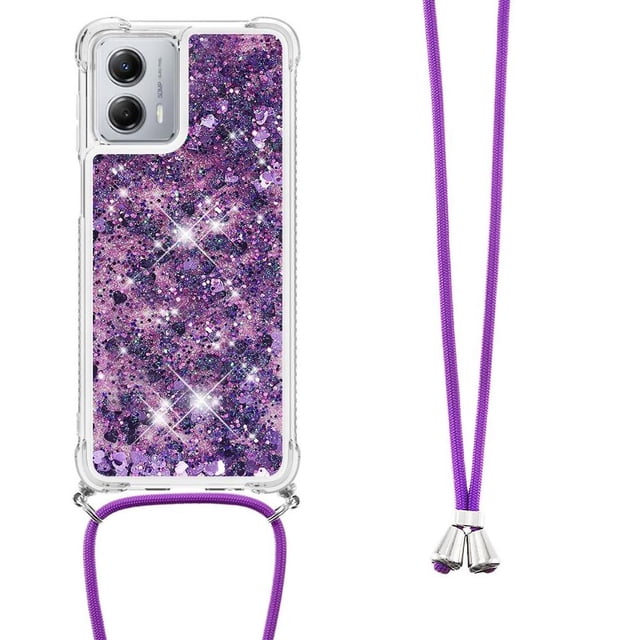 Funda FOXDOCK para Motorola Moto G 5G 2023 con Cuerda Ajustable, Brillo Líquido, Protección Antigolpes y Lente – Ideal para Regalo