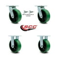 thumbnail image 2 of 6 Inch Green Poly on Steel Caster Set with Ball Bearings 2 Swivel Lock 2 Rigid, 2 of 2