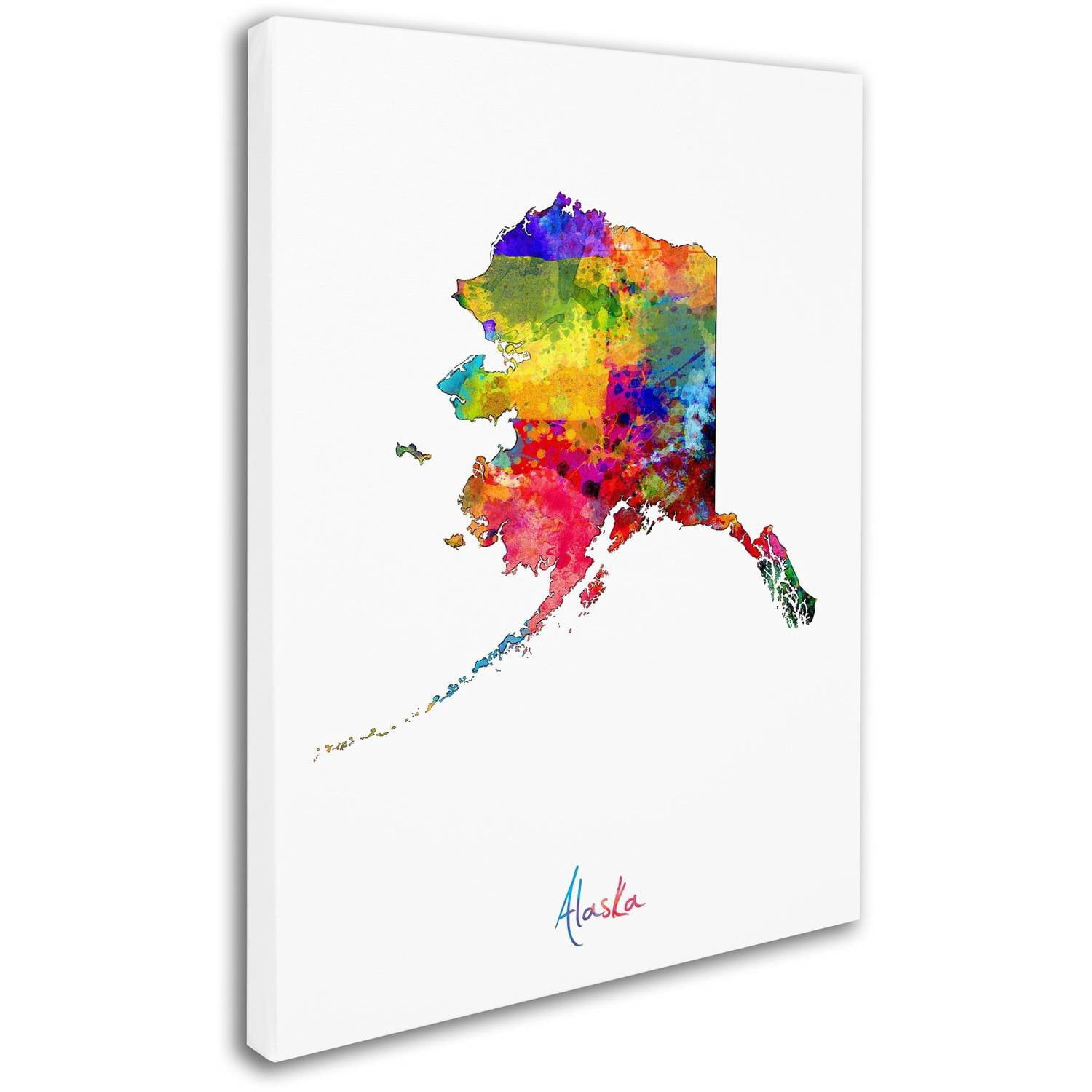 Trademark Fine Art "Alaska Map" Canvas Art by Michael Tompsett