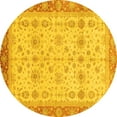 thumbnail image 1 of Ahgly Company Machine Washable Indoor Round Oriental Yellow Traditional Area Rugs, 3' Round, 1 of 4