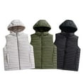 thumbnail image 7 of Zedker Men's Hooded Puffer Vest Winter Thermal Full Zip Sleeveless Down Jacket Causal Solid Color Warm Outerwear with Pockets Green XXL, 7 of 7
